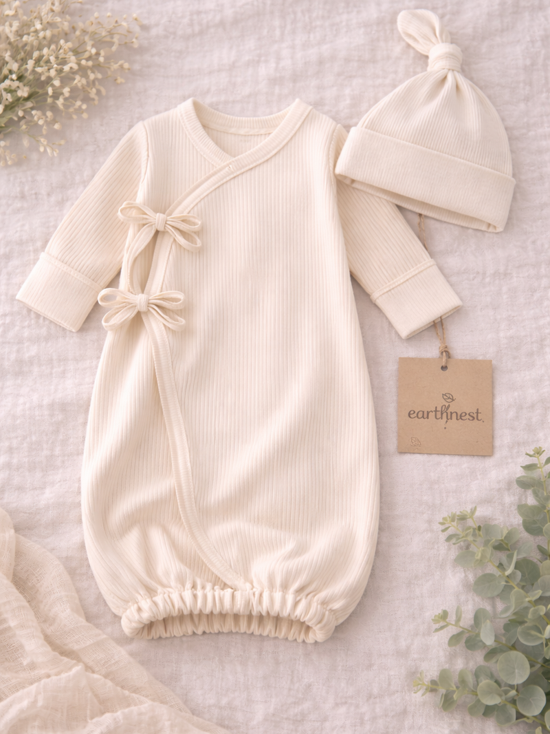Organic Baby Gown & Hat Set