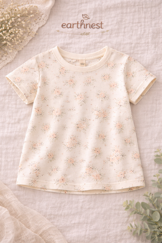 Organic Floral Tee + Pull-On Leggings