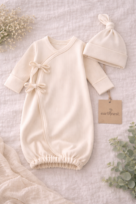 Organic Baby Gown & Hat Set
