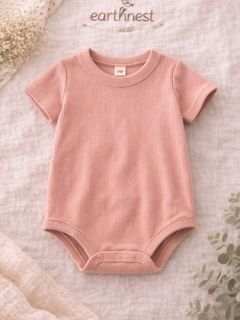 Organic Ribbed Sleeper Onesie — Girl